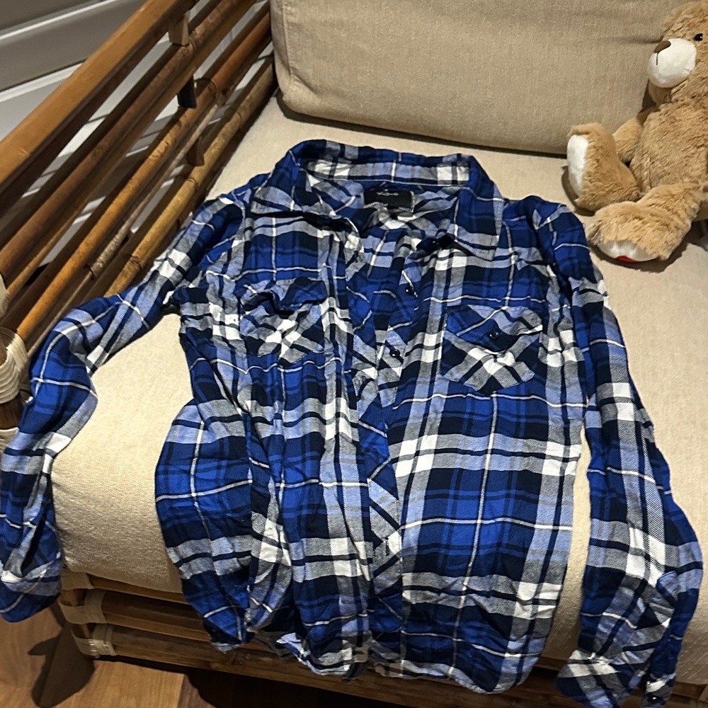 Rails Navy and White Plaid Shirt